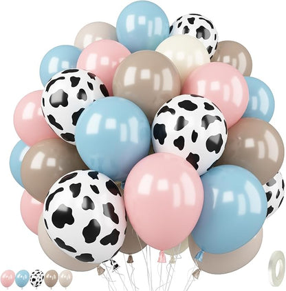 Cow Print Balloons, 12 Inch Baby Pink Blue Cow Print Latex Balloons by TAOYE