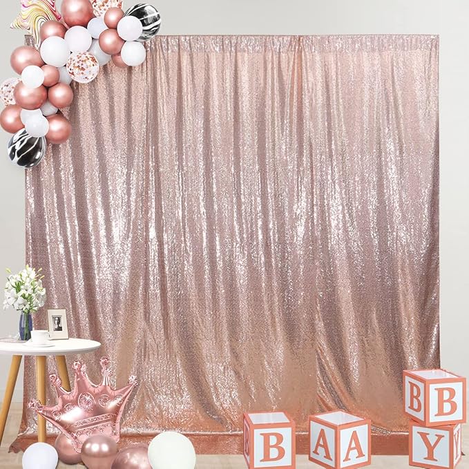 SquarePie 6x6ft Rose Gold Sequin Backdrop, High Density Non-Transparent Glitter - Image 6