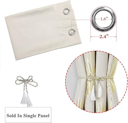 Cream Beige Curtain for Sliding Door 100W x 108L Inch Long Unique Gold Tree - Image 7