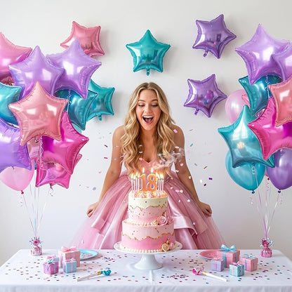 Purple Blue Star Balloons, 18 Inches Pink Purple Star Balloon - Image 6