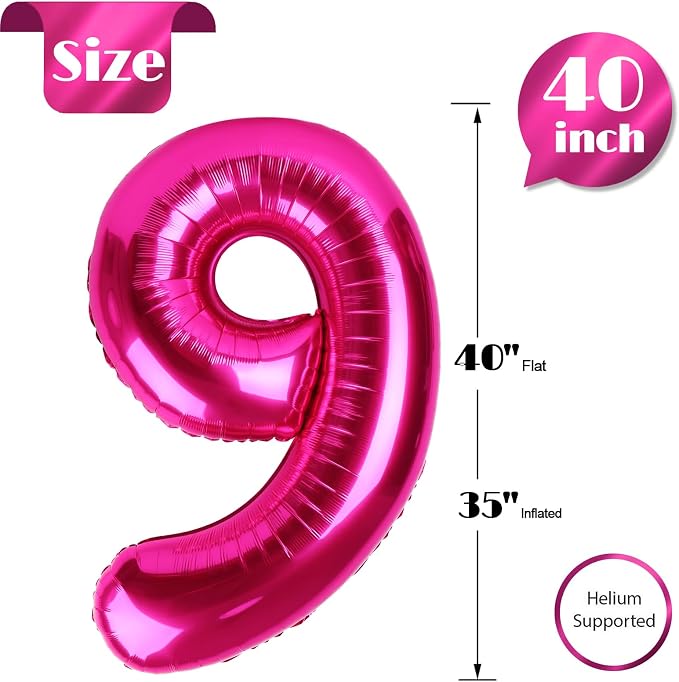 Hot Pink Number 9 Balloon 40 Inch - Image 5