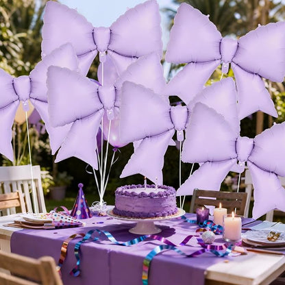 6 Pcs Light Purple Bow Balloons - Image 4