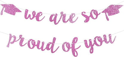 2026 Graduation Decorations Pre-Strung Blingbling We Are So Proud of You Banner by Unknown