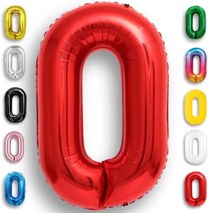 Red Number Balloon 0 Mylar Foil Balloons 16 inch by Unknown