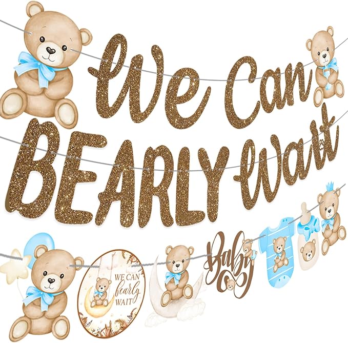 CANDY CHEF We Can Bearly Wait Banners Bear Baby Shower Banner Teddy Bear Baby by CANDY+CHEF
