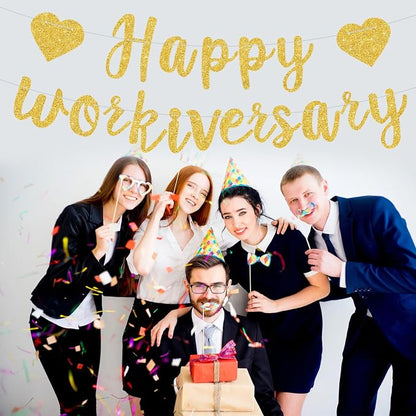 Gold Glitter Happy Workiversary Banner - Image 5