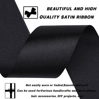 1-1/2 Inch 60 Yards Black Solid Satin Ribbon - Image 3
