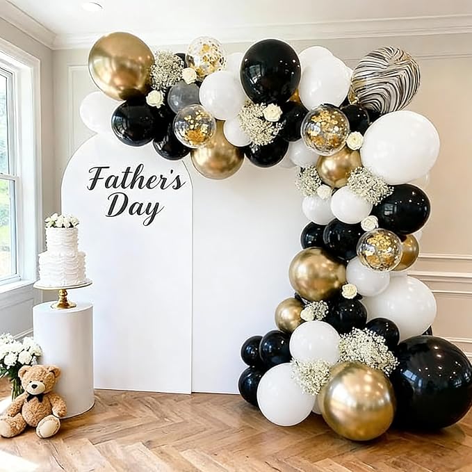 103pcs Black and Gold & White Balloon Garland Kit, 18/12/10/5 Inch Black & - Image 3