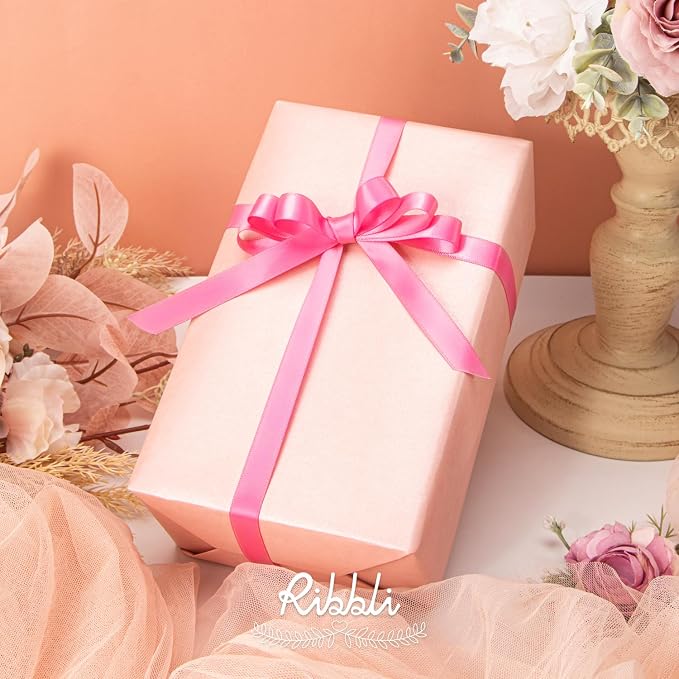 Ribbli Double Faced Hot Pink Satin Ribbon, 1/2” x Continuous 25 Yards, Use - Image 2