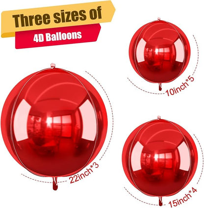 12Pcs Red Round Foil Balloons, Metallic Red Foil Balloon - Image 2