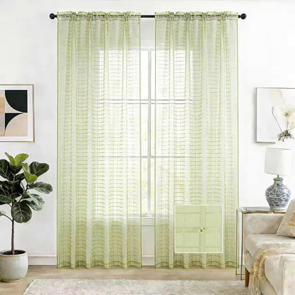 SpaceDresser Check Sheer Curtains 63 Inches 2 Panels Set, Rod Pocket Plaid by SpaceDresser