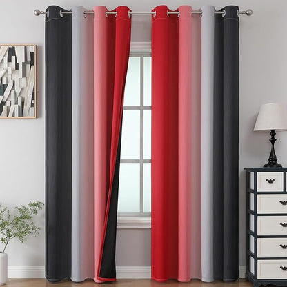 Red and Black Blackout Curtains by ESTELARTEXTILER