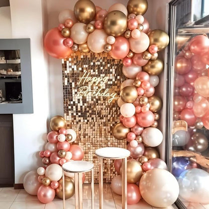 Dusty Pink Balloons, Double Stuffed Beige Balloon Pearl White Metallic Rose - Image 8