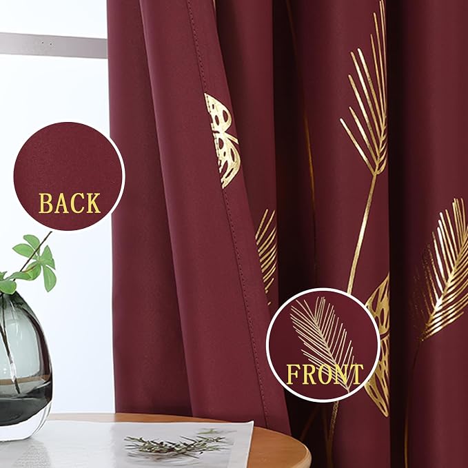 Burgundy Red Blackout Curtains for Living Room 102 Inches Long, Room Darkening - Image 4