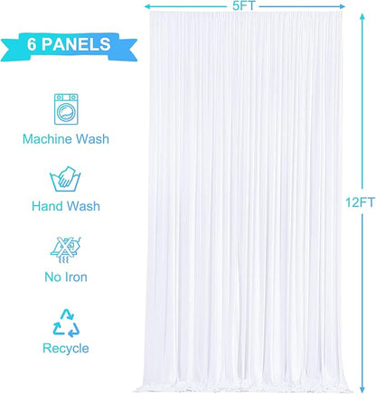 6 Panels White Backdrop Curtains - Image 6