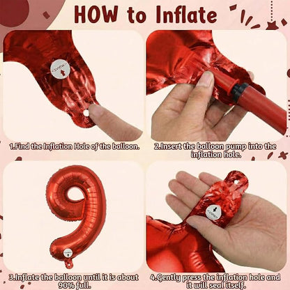 Red Number 9 Balloon 40 Inch, Foil Numeral - Image 5