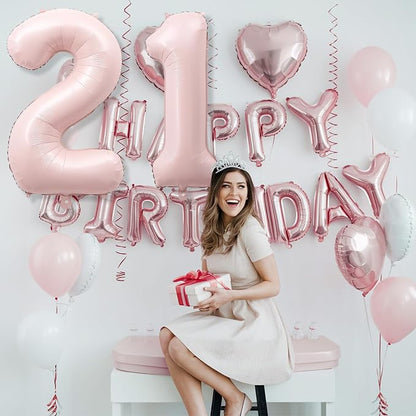 Big Number 21 Balloons, Dusty Light Blush Pink Foil 21 Balloon Numbers 40 Inch - Image 4