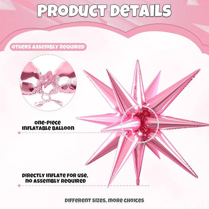 Pink Star Balloons, 22/27 Inch Pink Star Foil Balloons, Aluminum Foil Balloon - Image 3