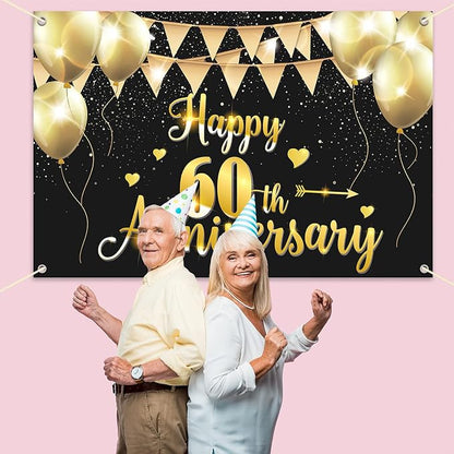 HAMIGAR 6x4ft Happy 60th Anniversary Banner Backdrop - Image 7