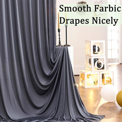 20ft x 10ft Wrinkle Free Charcoal Backdrop Curtain - Image 2