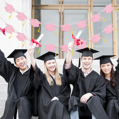 Graduation Decorations Class of 2026 Pink Graduation Cap Banner - Image 6