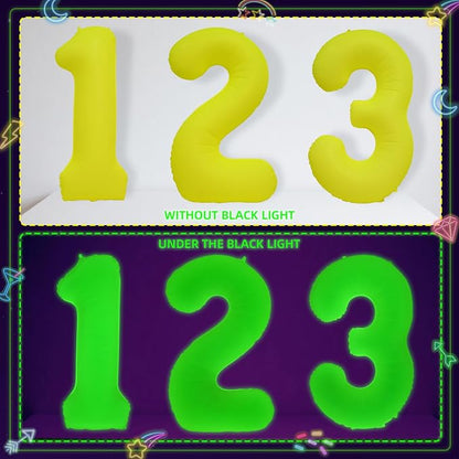 Mega-L Glow in The Dark Party Supplies, 40 Inch Yellow Number 3 Balloon | Glow - Image 7