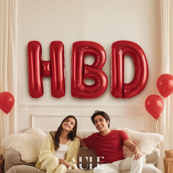 AULE 40 Inch Red D Balloon Letter Foil A-Z Birthday Big Alphabet | Birthday - Image 2