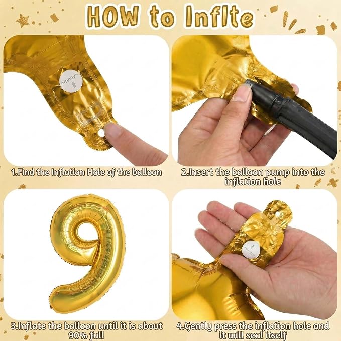 Gold Number 19 Balloon 40 Inch, Shiny Foil Decor - Image 5