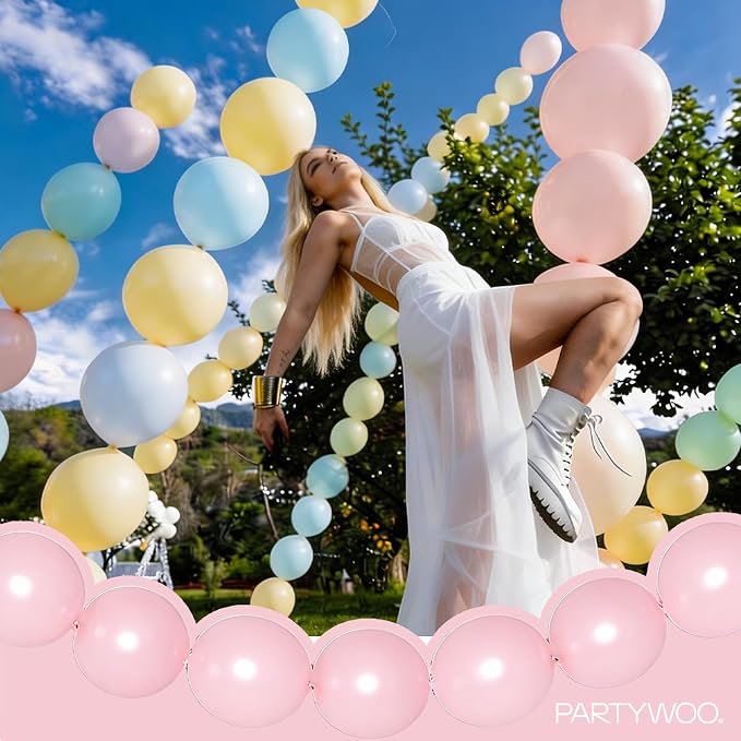 PartyWoo Pastel Linking Balloons 100pcs 6 Inch Rainbow Link Balloons | - Image 7