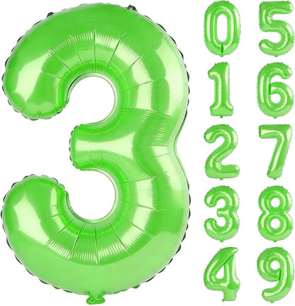 40 Inch Number 3 Balloons for 3rd Birthday Party Decorations, 0-100 Fruit Green by FOBELEC