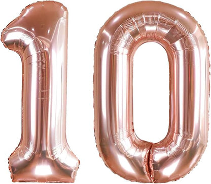 AULE 40 Inch Rose Gold 10 Balloon Number Foil 0-9 Birthday Big Numbers | by AULE