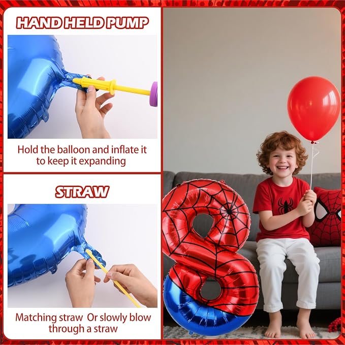 40 Inch Vibrant Spider-Themed Number Foil Balloons - Image 4
