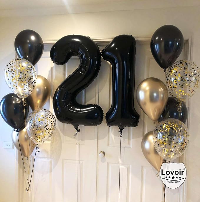 Black 22 Number Balloons, 40 Inch Giant Number 22 Balloons Foil Mylar Helium - Image 6