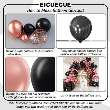 Rose Gold and Black Balloons Garland Arch Kit - Image 3