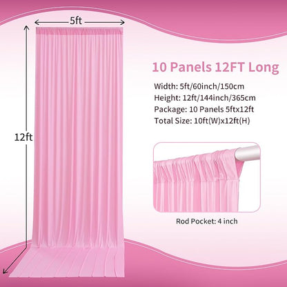 50×12ft Wrinkle Free Pink Backdrop Curtain - Image 4