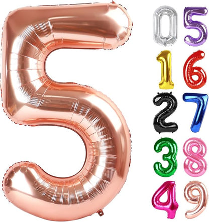 Rose Gold Number 5 Balloon 40 Inch, 5th Birthday Decorations Men Women | Foil by IWERP