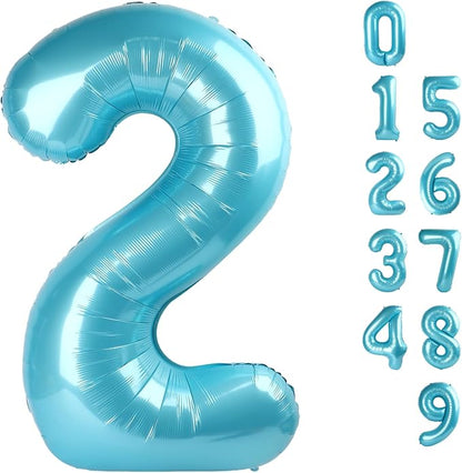 2 Balloon Number 40 Inch Pastel Blue Balloons by Mluchee