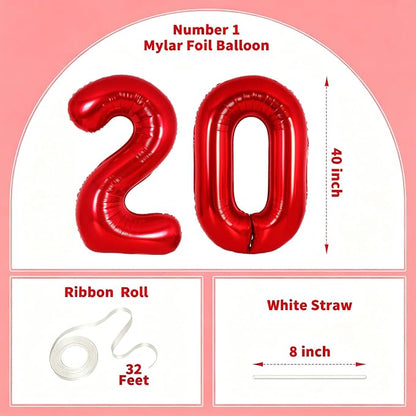 Number Balloons Red Party Balloon - Image 2