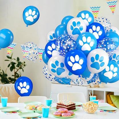 Paw Balloons, 12 Inch Paw Print Navy Blue Light Blue and White Confetti Dog - Image 5