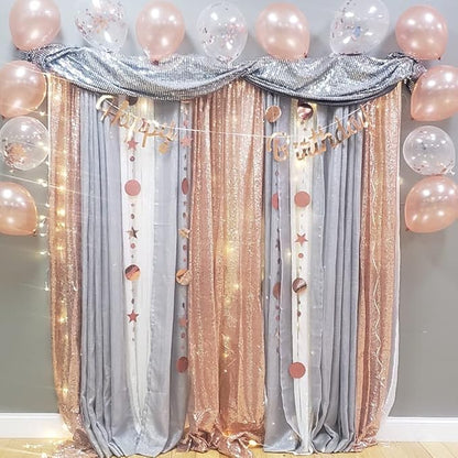 2ft x 8ft Rose Gold Sequin Backdrop Curtains Photography 2 Panels - Image 8
