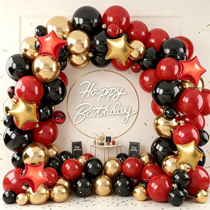 Red Gold Black Balloon Garland Arch Kit - Image 4