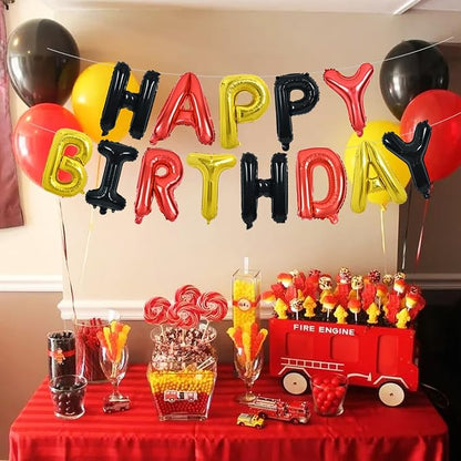TONIFUL Black Red Gold Happy Birthday Balloon Banner Decor - Image 6