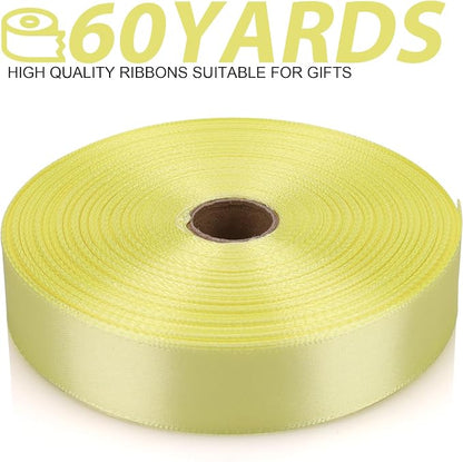7/8 Inch 60 Yards Rice Yellow Satin Craft Ribbon-Single Face Polyester Ribbon - Image 2