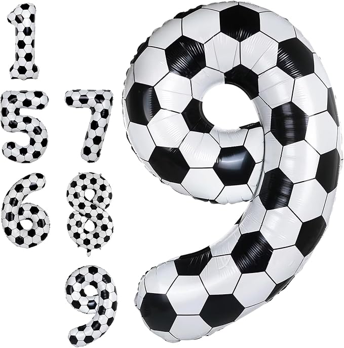 Big Soccer 9 Balloons, 9th Birthday Decorations by Froova