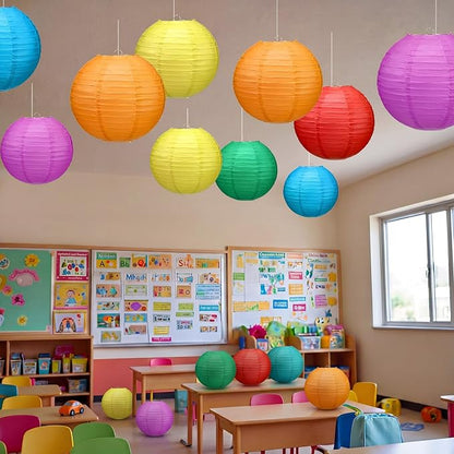 12 Pcs 10 Inch Hanging Paper Lanterns Party Decorations Colorful Rainbow - Image 6