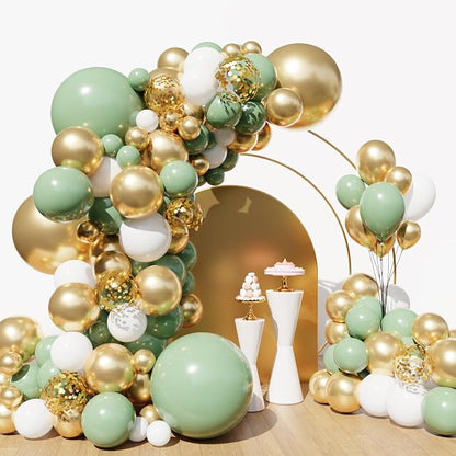 Lukiituke Sage Green and Gold Balloon Arch Kit, Bridal Party Decorations by Lukiituke