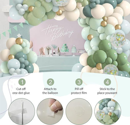 150Pcs Dusty Blue Sage Green Balloon Arch Kit - Image 4