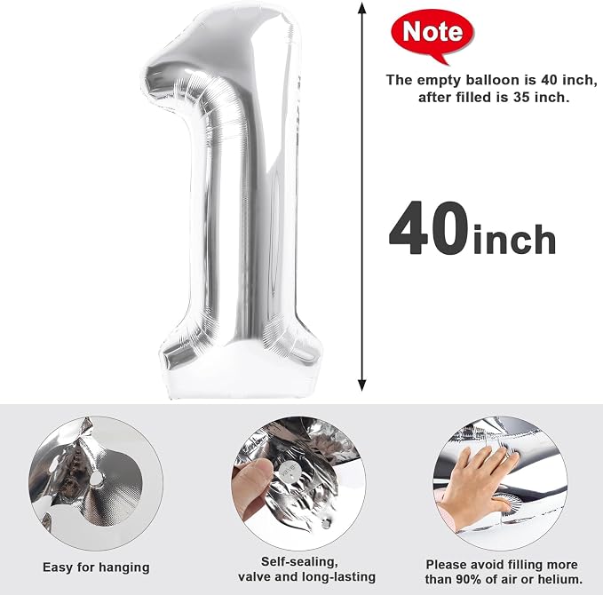 Large Number Balloons 40 Inch Silver 16 Balloon - Image 5