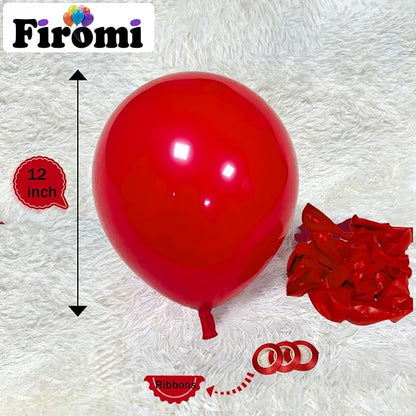 Firomi Matte Latex Red Balloons 12-inch 100 Pack | Thicken Big Helium Round Red - Image 2