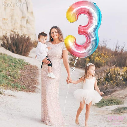 KatchOn Rainbow Number 3 Balloon 40 Inch | 3 Balloon Number - Image 8